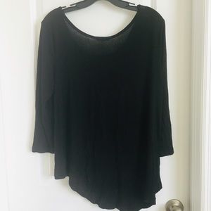 ZENANA OUTFITTER basic long sleeve high low black blouse size medium